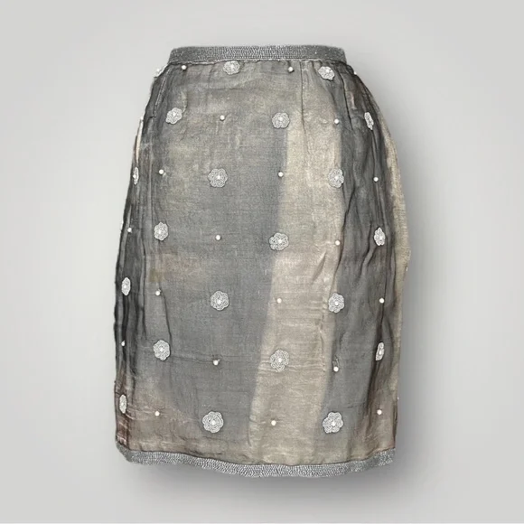 Salvatore Ferragamo Silk Beaded Mini Skirt 🌼